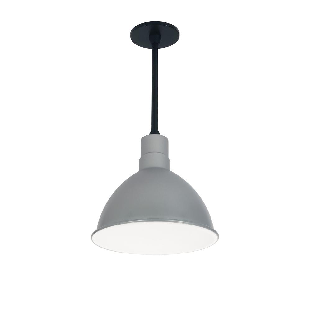 10" RLM 48" Stem Mounted LED Shade, 3000lm, 3500K, Gun Metal/White, 120V 0-10V/Triac/ELV &