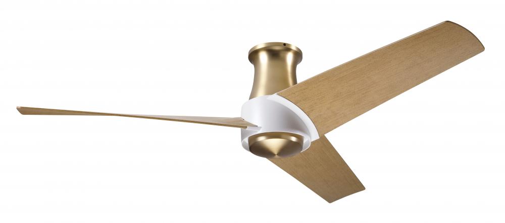 Ambit Flush DC Fan- Satin Brass/Matte White Finish; 56" Maple Blades; No Light