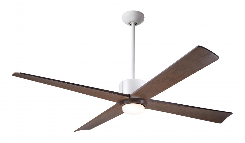 Nouveau DC Fan; Matte White Finish w/ Graphite; 56" Mahogany Blades; 17W LED