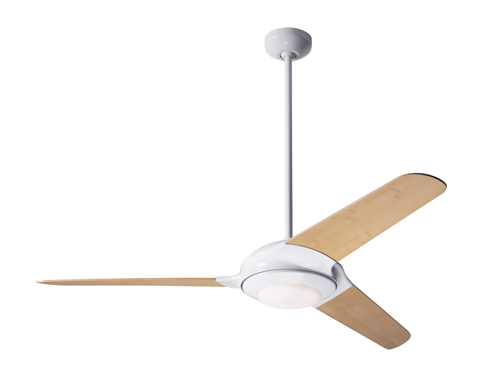 Flow Fan; Gloss White Finish; 52" Bamboo Blades; 20W LED; Wall Control with Remote Handset (2-wi