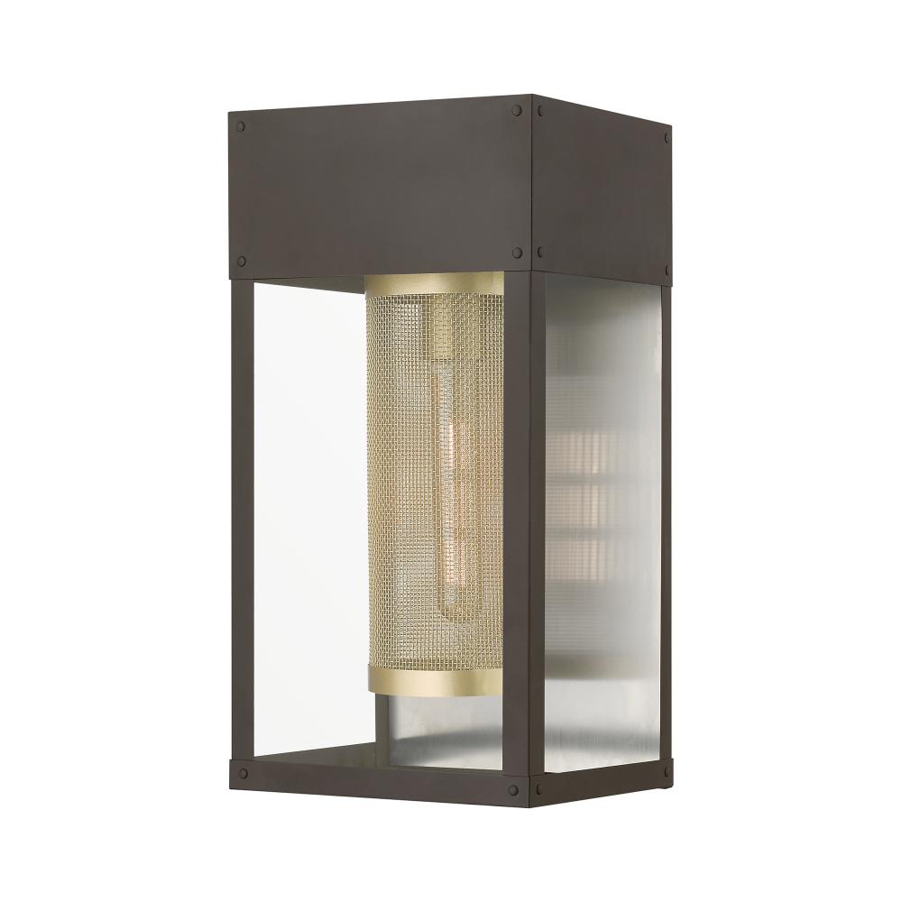 1 LT Bronze with Soft Gold Candle and Brushed Nickel Stainless Steel Reflector Outdoor Wall Lant