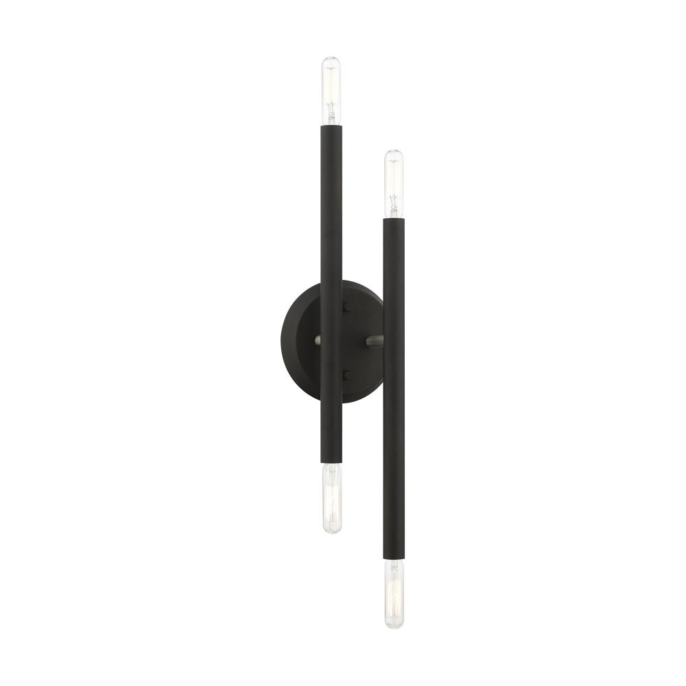 4 Light Black with Brushed Nickel Accents ADA Sconce