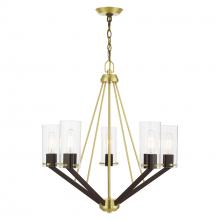 Livex Lighting 51165-12 - 5 Light Satin Brass & Bronze Chandelier