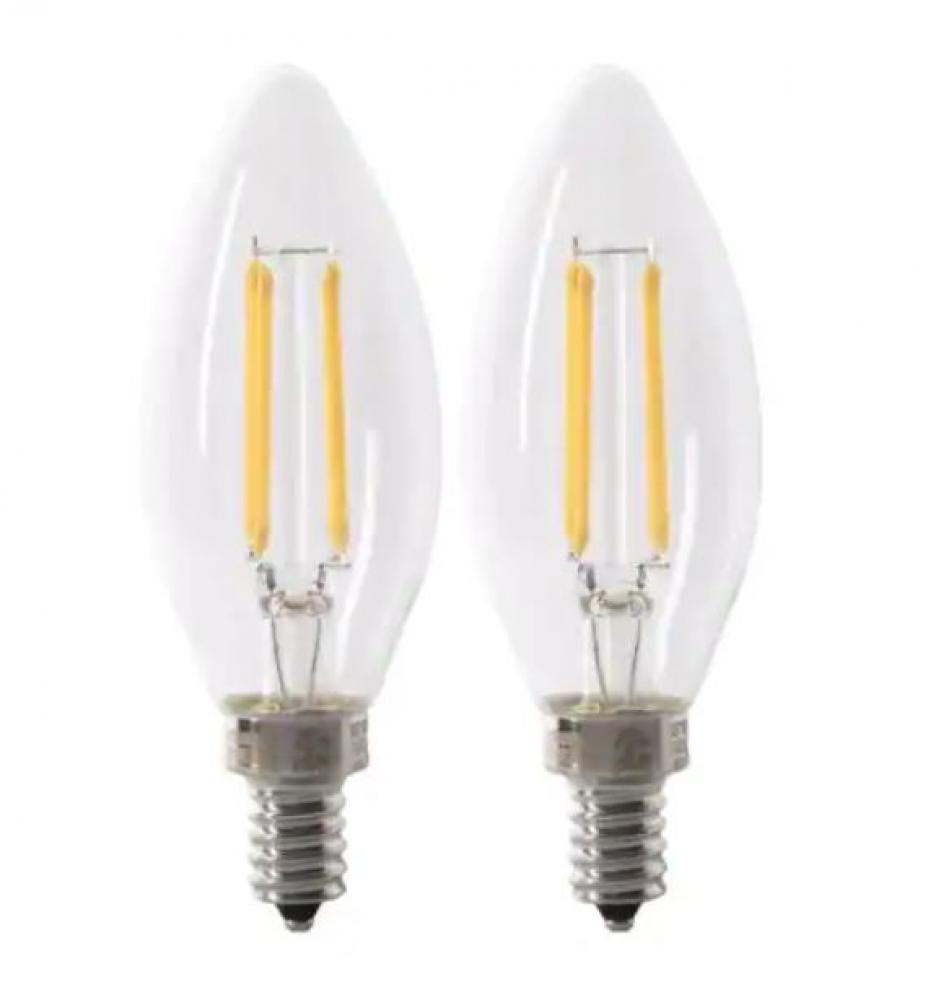 100W Equivalent B10 Candelabra Dimmable Filament CEC (2-Pack)