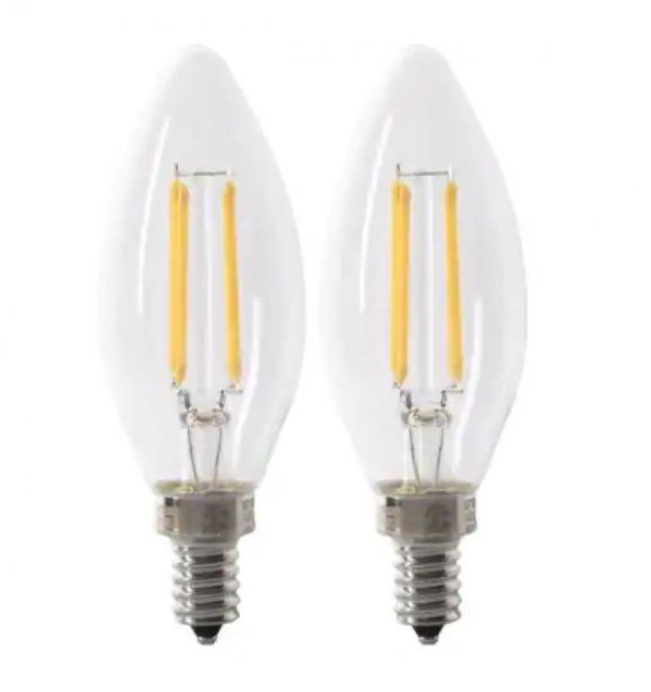 100W Equivalent B10 Candelabra Dimmable Filament CEC (2-Pack)