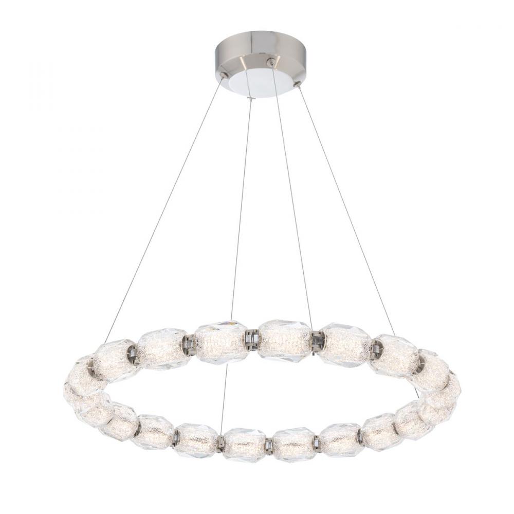 Seduction 20 Light 120-277V LED Circular Pendant in Aged Brass with Clear Radiance Crystal