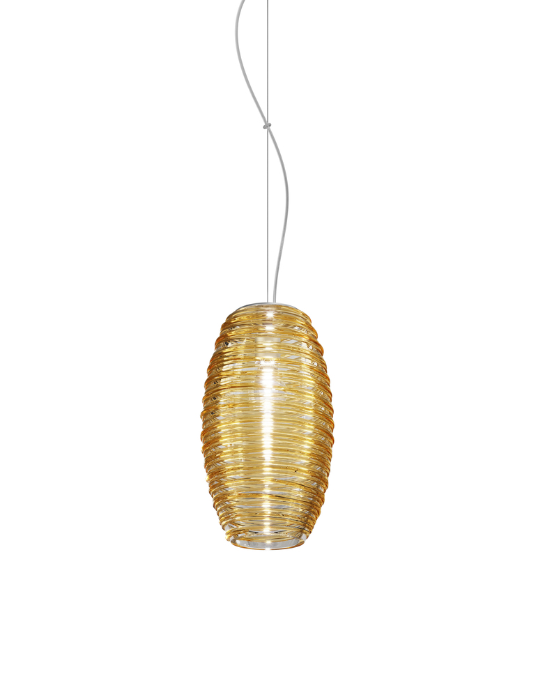 Damasco Suspension G Crystal Amber Satin Nickel E26 UL