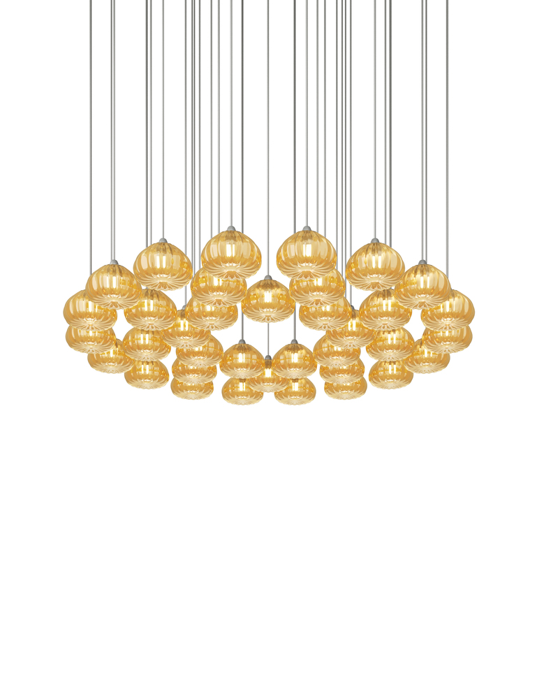 Diamante Suspension 36 Amber Satin Nickel G9 UL