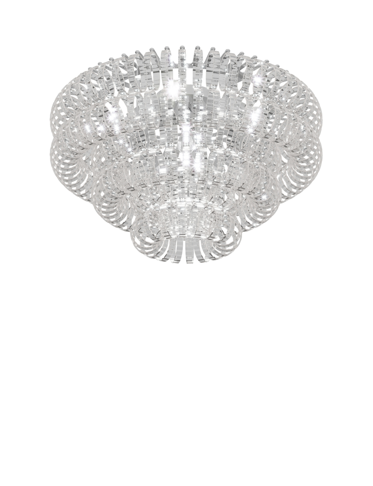 Ecos Ceiling Lamp 90 Crystal Striped Glass Glossy Chrome E26 UL