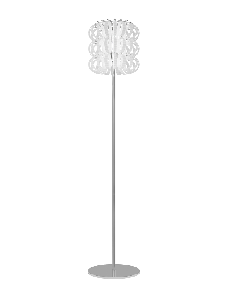 Ecos Floor Lamp 35 White Striped Glossy Chrome E26 UL