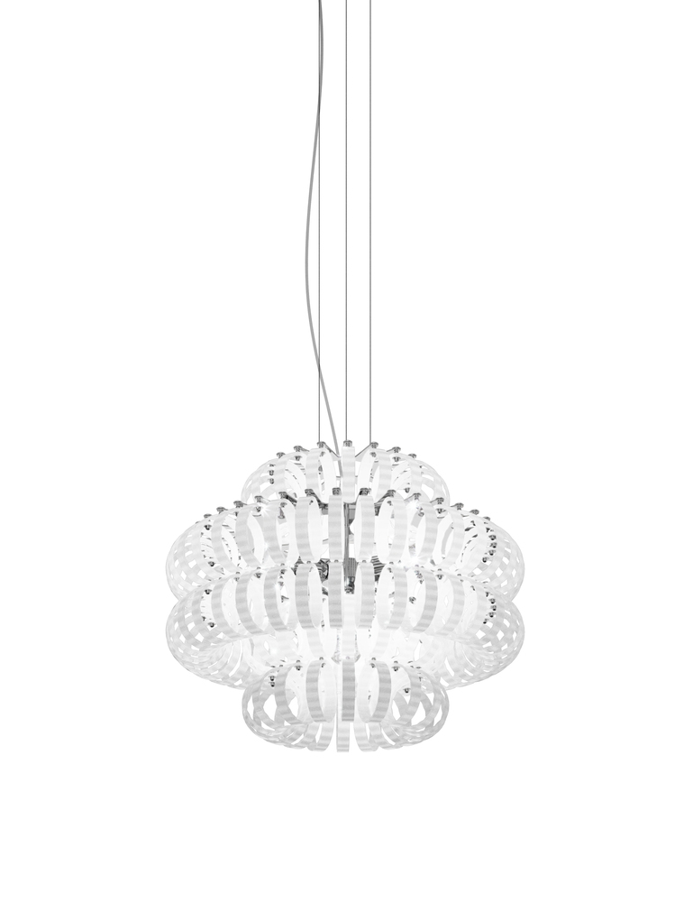 Ecos Suspension 60c White Striped Glossy Chrome E26 UL