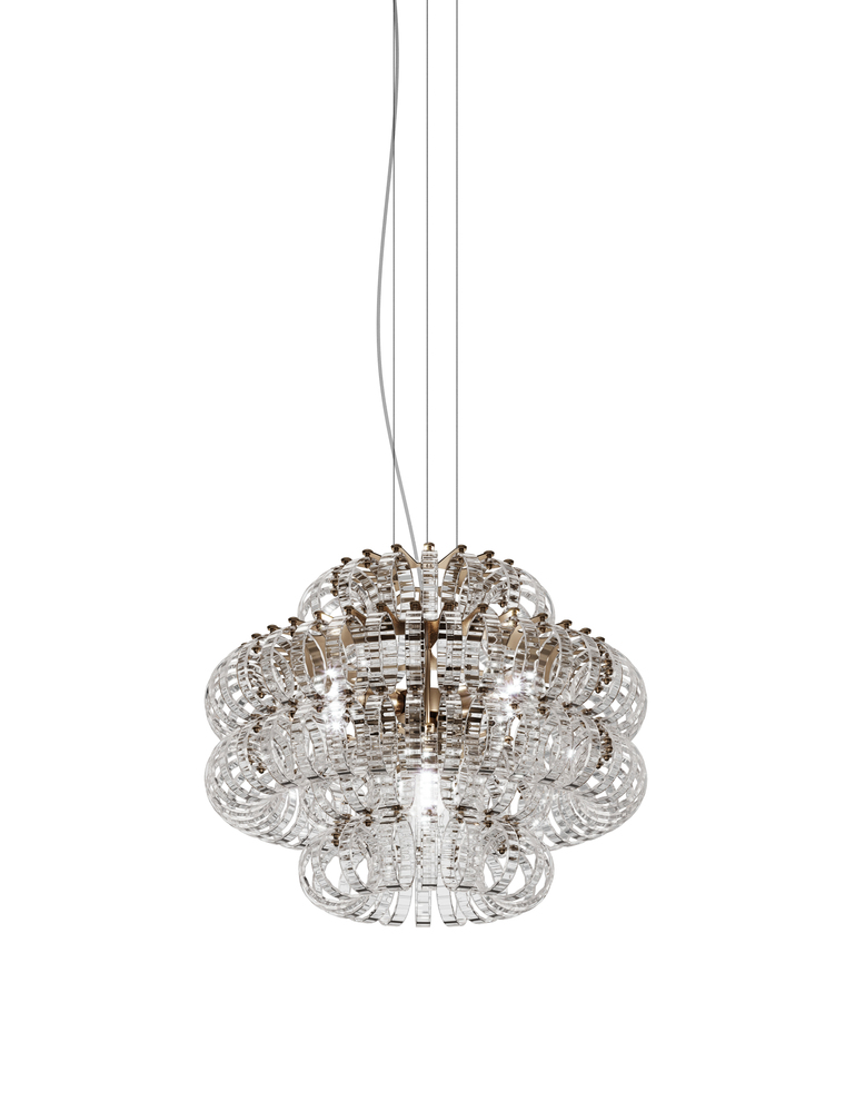 Ecos Suspension 60c Crystal Striped Glass Matt Bronze 2 E26 UL