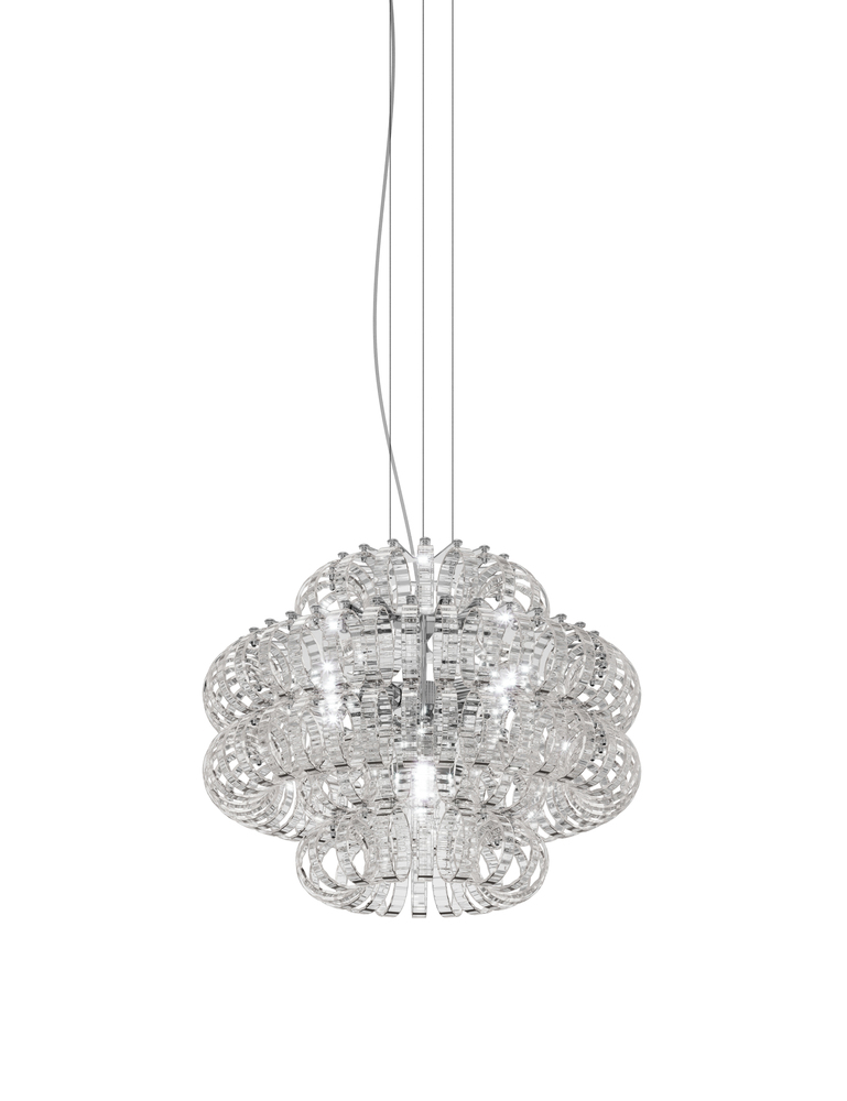 Ecos Suspension 60c Crystal Striped Glass Glossy Chrome E26 UL