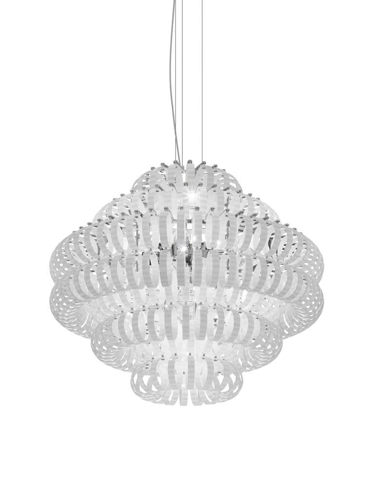 Ecos Suspension 90 White Striped Glossy Chrome E26 UL