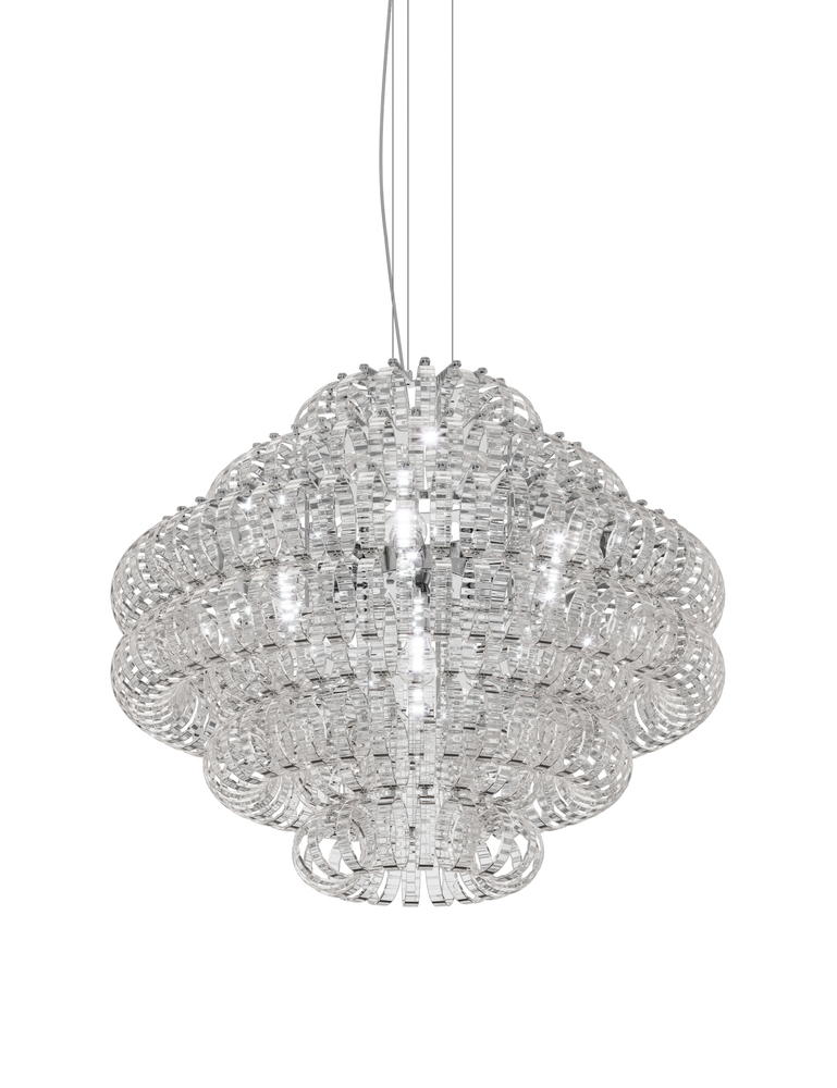Ecos Suspension 90 Crystal Striped Glass Glossy Chrome E26 UL