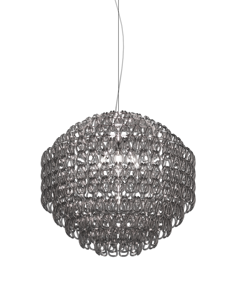 Minigiogali Suspension 85 Crystal Smoky Glossy Chrome E26 UL