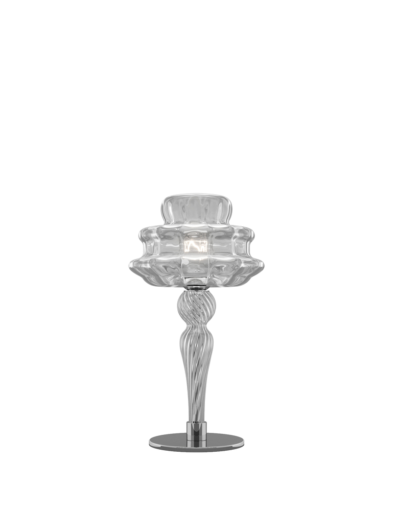 Novecento Table Lamp Crystal Striped Glass Glossy Chrome E12 UL