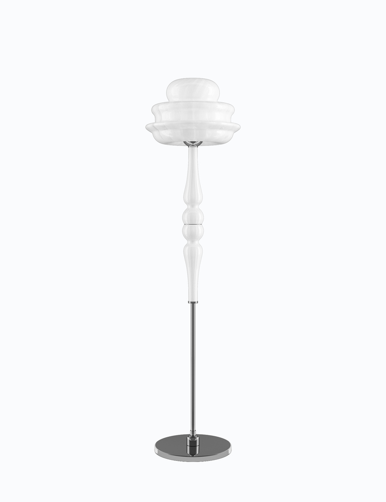 Novecento Floor Lamp White Striped Glossy Chrome E26 UL