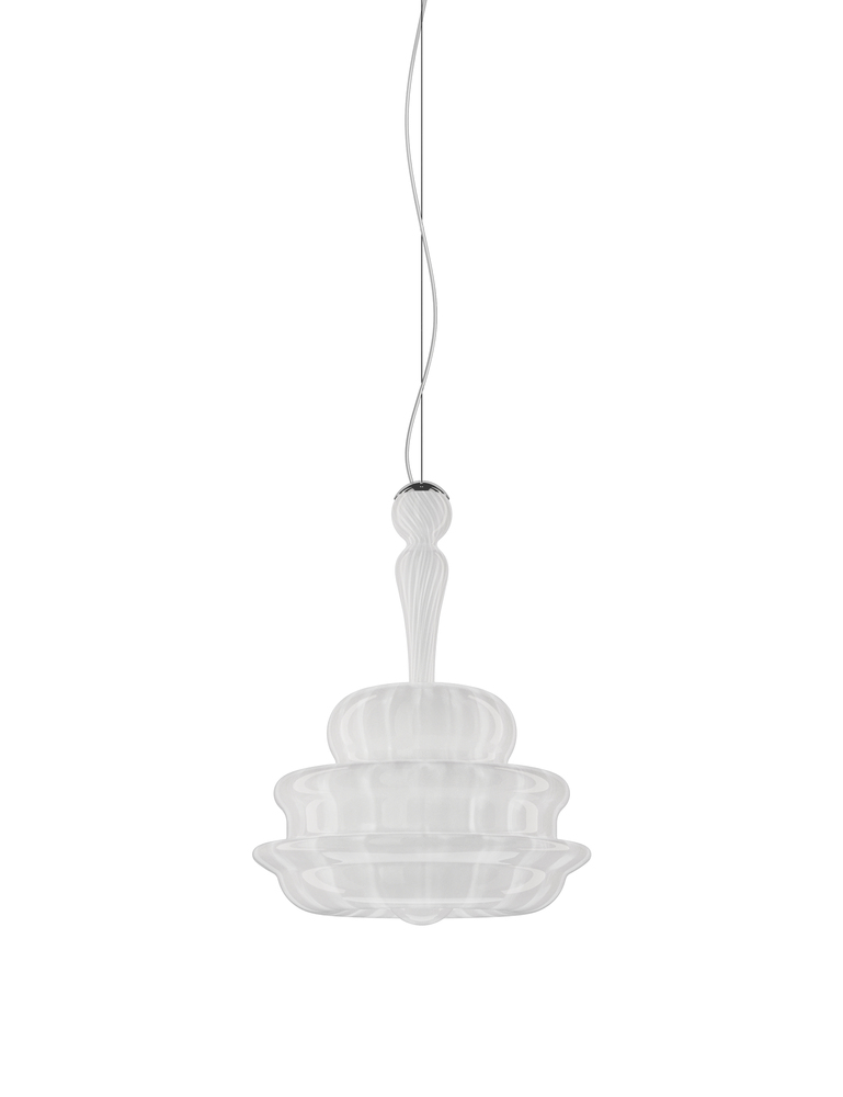 Novecento Suspension M White Striped Glossy Chrome E26 UL