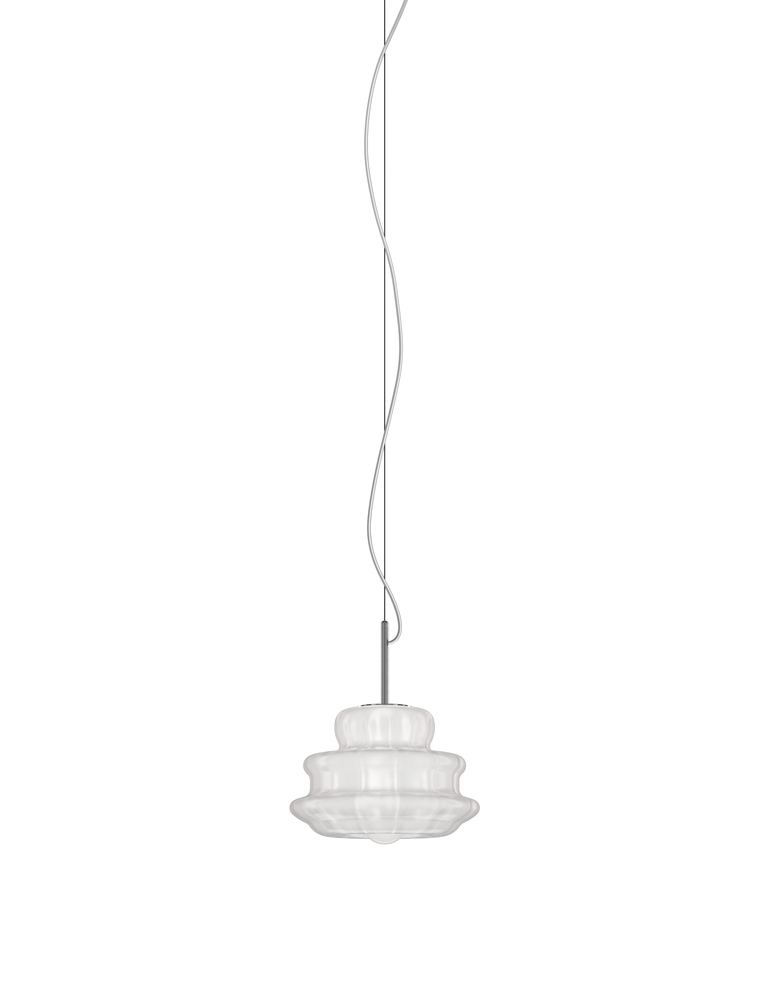 Novecento Suspension P White Striped Glossy Chrome E12 UL