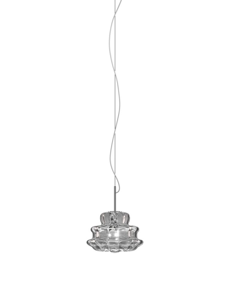 Novecento Suspension P Crystal Striped Glass Glossy Chrome E12 UL