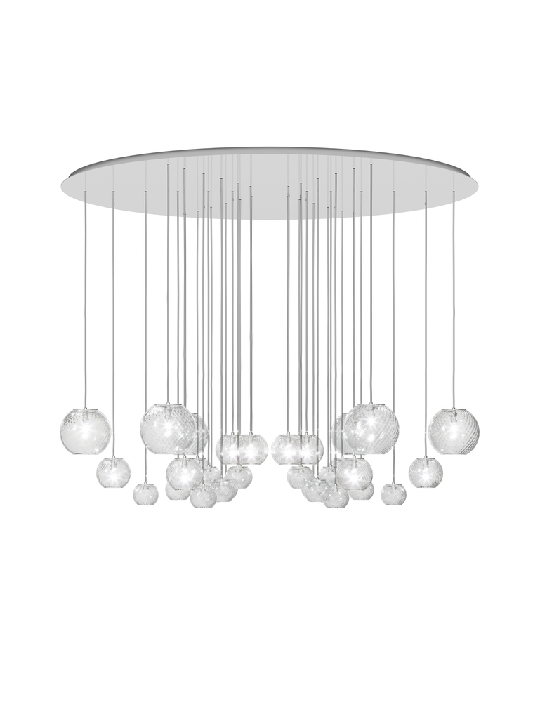Oto Suspension Cha Crystal Striped Glass Mirrored Steel G9 UL