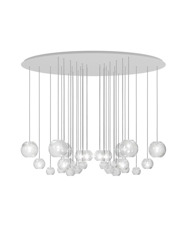 Oto Suspension Cha Crystal Striped Glass Glossy White G9 UL