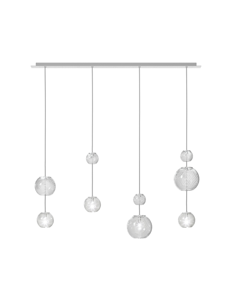Oto Suspension Lin Crystal Striped Glass Mirrored Steel G9 UL