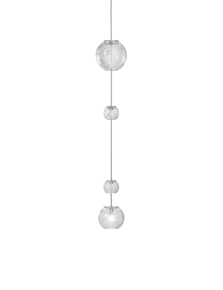 Oto Suspension Peac Crystal Striped Glass Satin Nickel G9 UL
