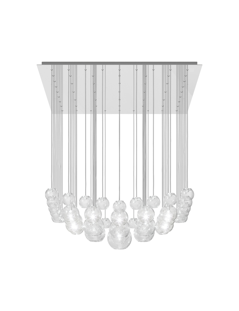 Oto Suspension Sur Crystal Striped Glass Mirrored Steel G9 UL