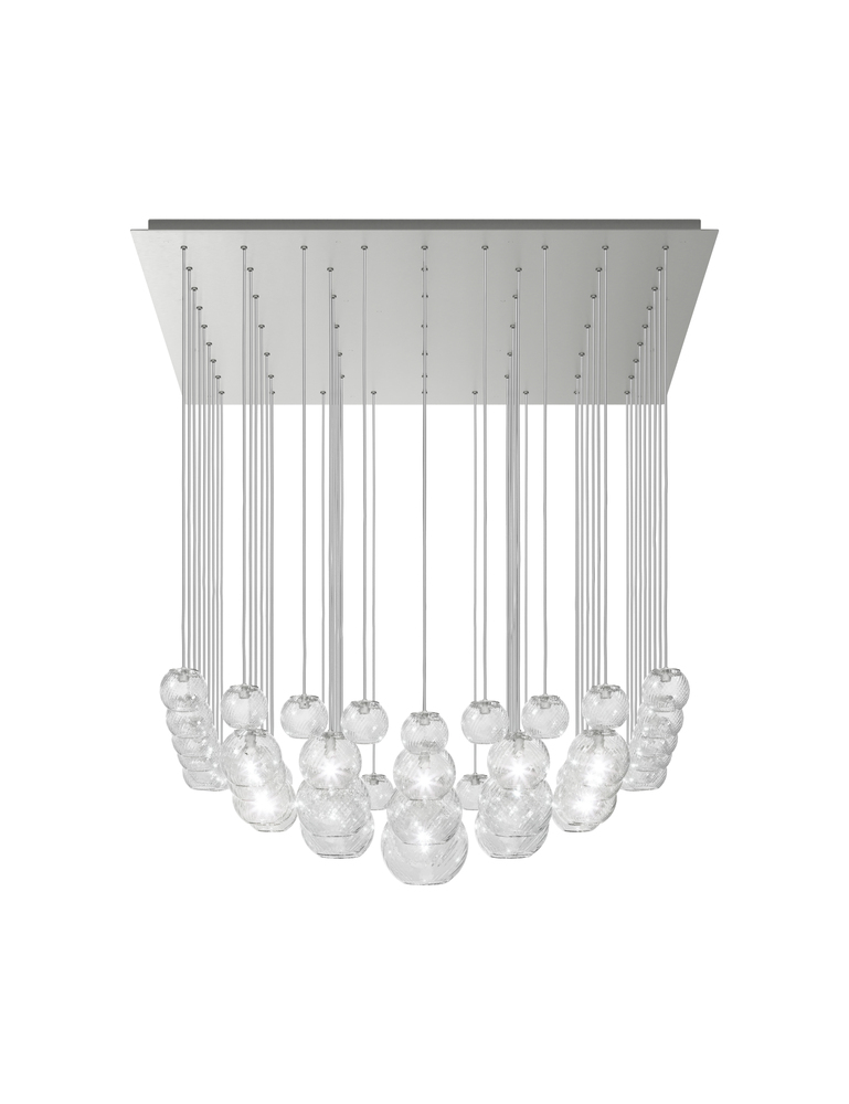 Oto Suspension Sur Crystal Striped Glass Satin Nickel G9 UL
