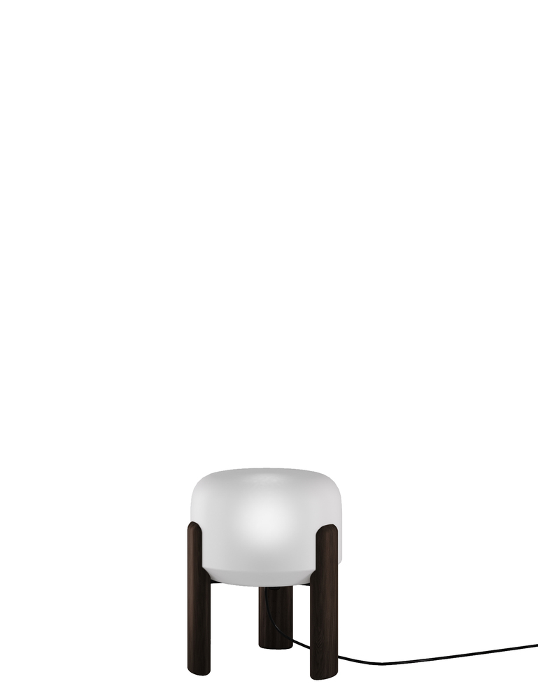 Sata Table Lamp White Shaded Black Ash Wood E26 UL