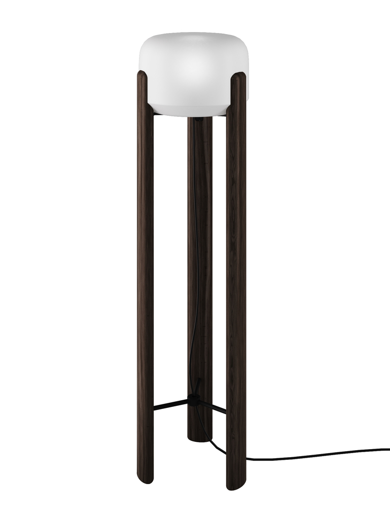 Sata Floor Lamp White Shaded Black Ash Wood E26 UL