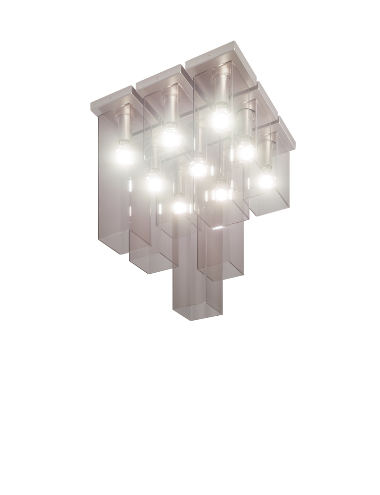 Tubes Ceiling Lamp 9 Smoky Transparent Matt Nickel E26 UL