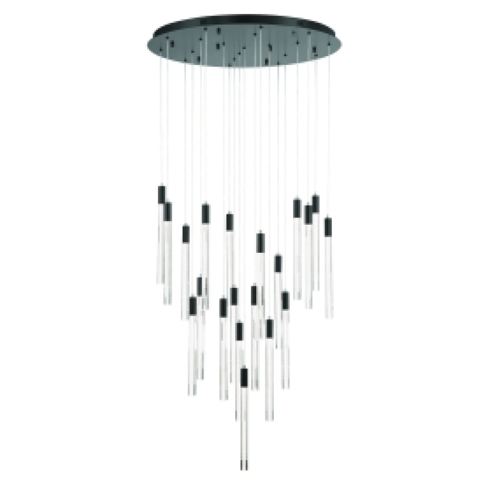 Celine 20 Light Integrated LED Chandelier, Brass with Laser Lined Glass Rods