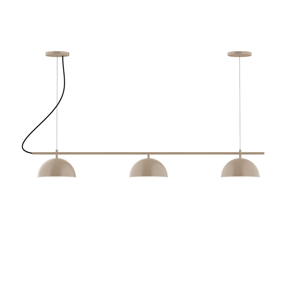 3-Light Linear Arcade LED Chandelier with Black Fabric Cord, Clay