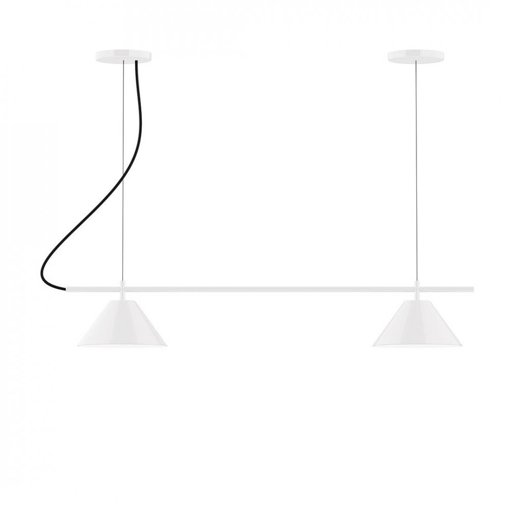 2-Light Linear Pinnacle LED Chandelier with Polished Copper Fabric Cord, Terracotta