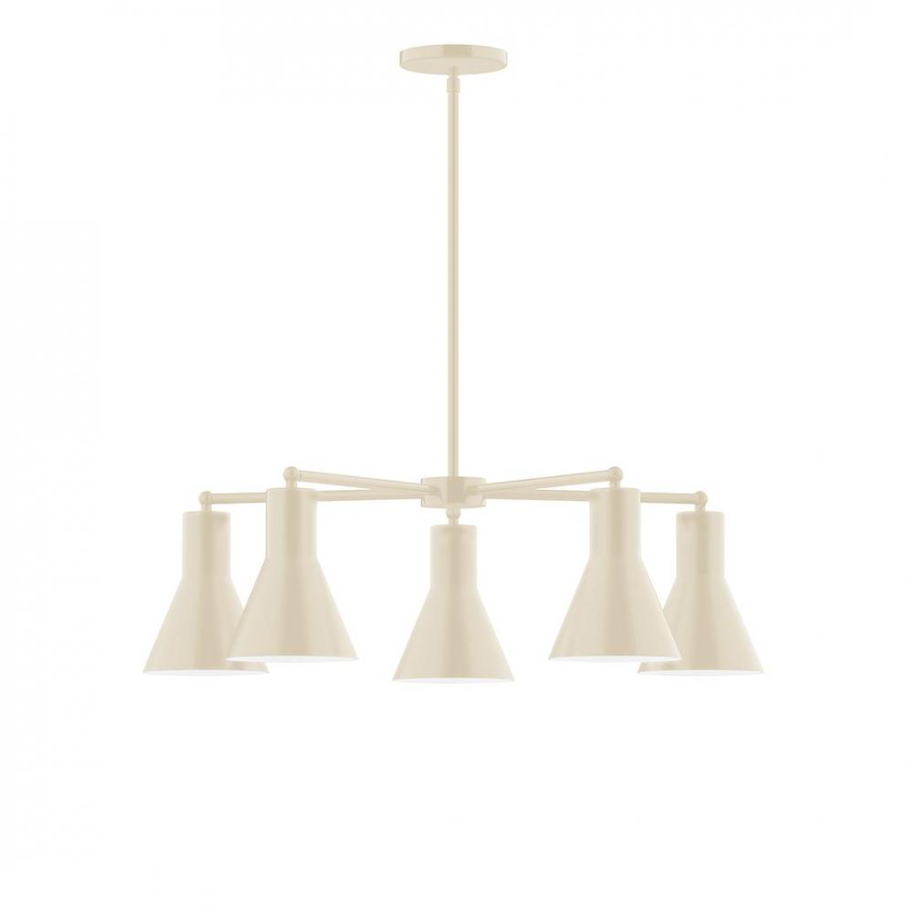 3-Light Linear Arcade LED Chandelier with Black Fabric Cord, Cream