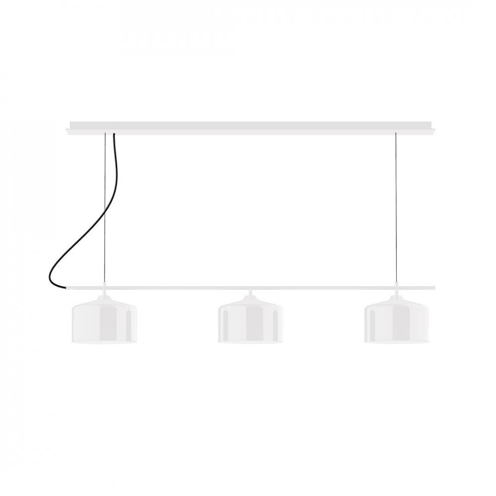 3-Light Linear Arcade LED Chandelier with Black Fabric Cord, Architectural Bronze