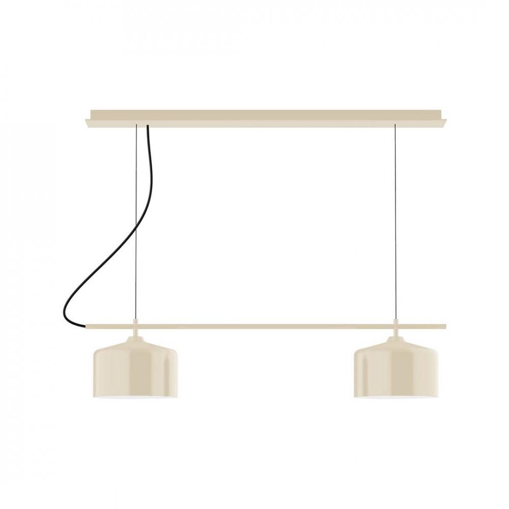 3-Light Linear Axis LED Chandelier with White SJT Cord, Cream