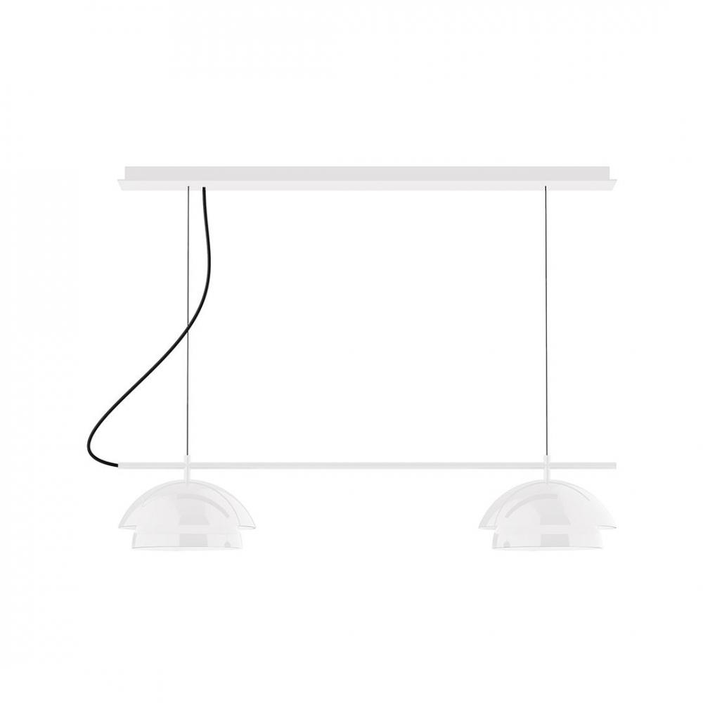 2-Light Linear Axis LED Chandelier with White SJT Cord, White