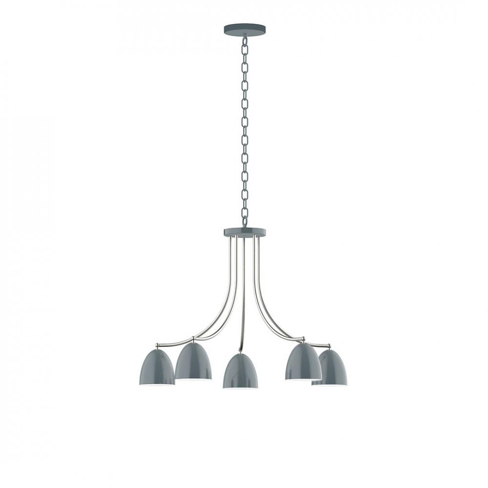 5-Light J-Series Chandelier, Slate Gray with Brushed Nickel Accents