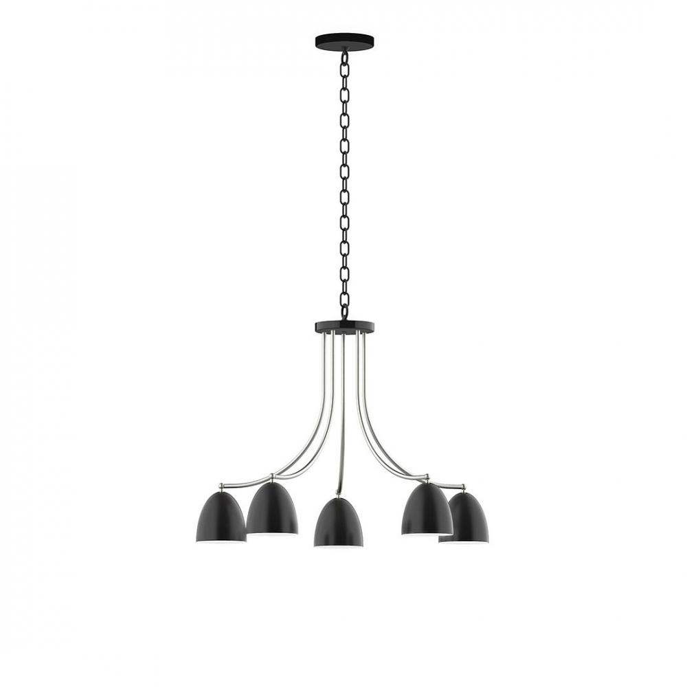 5-Light J-Series Chandelier, Black with Brushed Nickel Accents