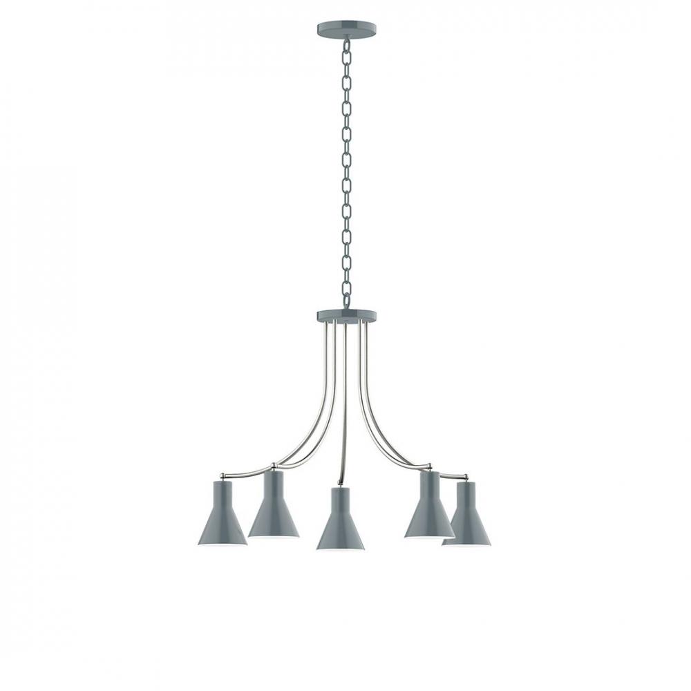 5-Light J-Series Chandelier, Slate Gray with Brushed Nickel Accents