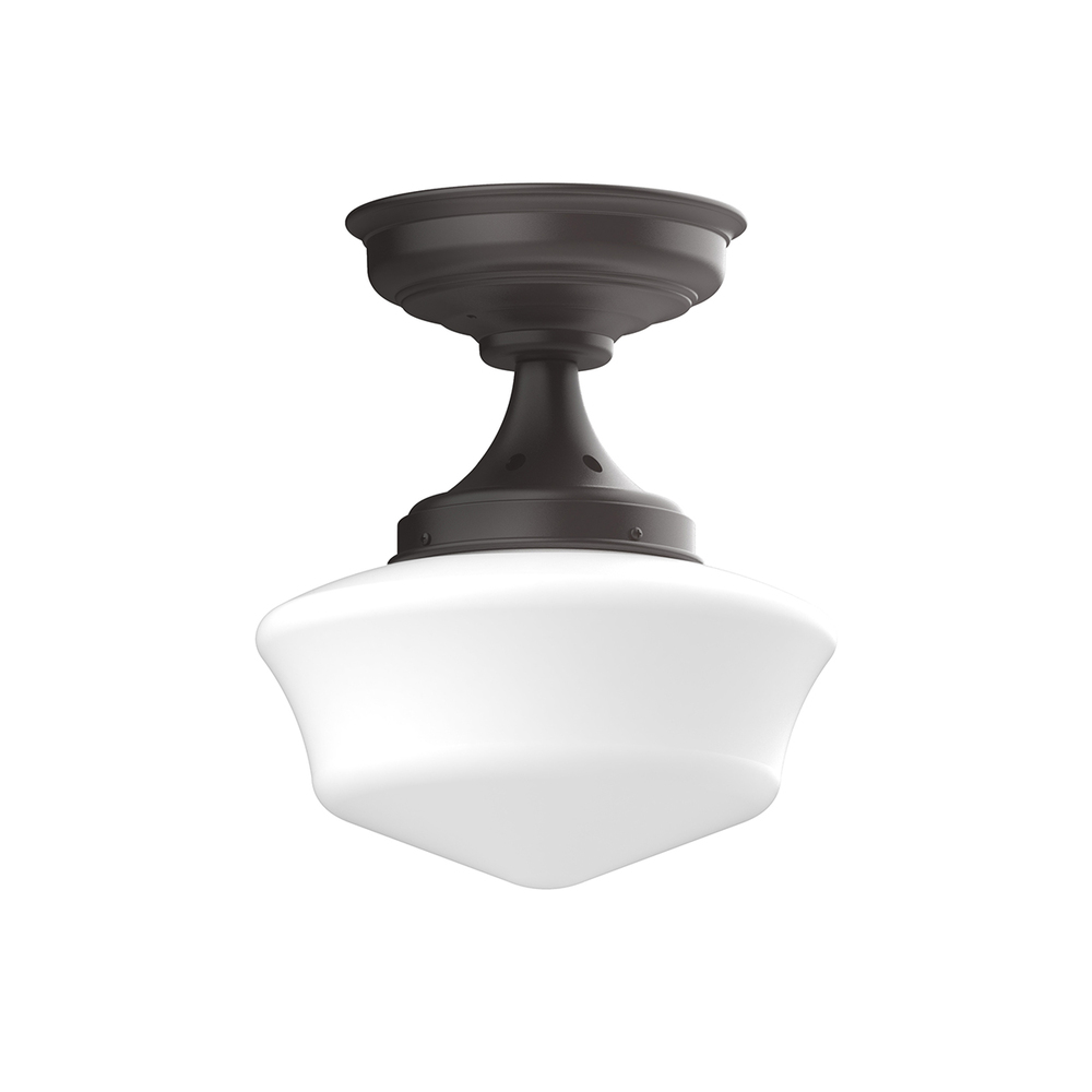 12" Schoolhouse glass, flush mount ceiling light, Bronze Matte