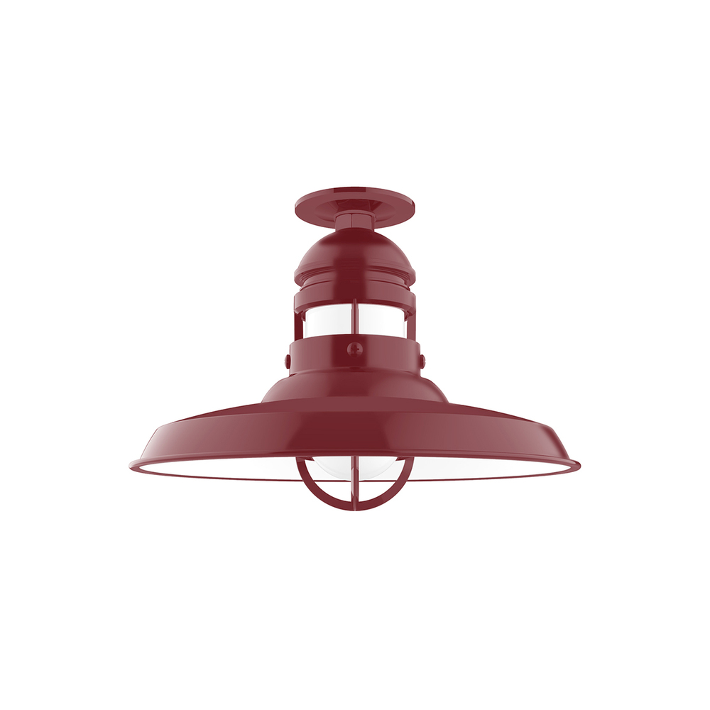 Liberty 14.5" Flush Mount Light with Frosted Glass in Barn Red