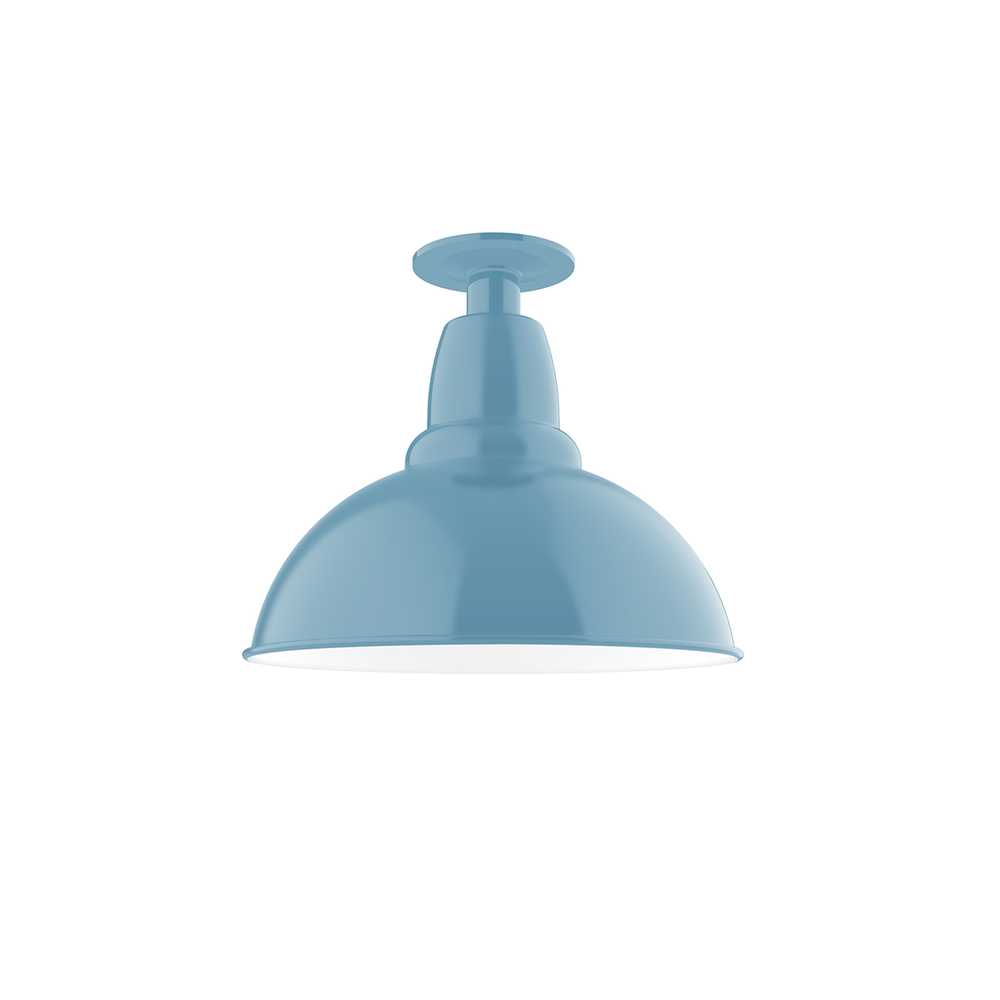 12" Cafe Flush Mount Light in Light Blue