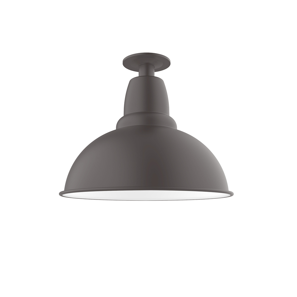 14" Cafe LED Flush Mount Light with wire grill in Bronze Matte