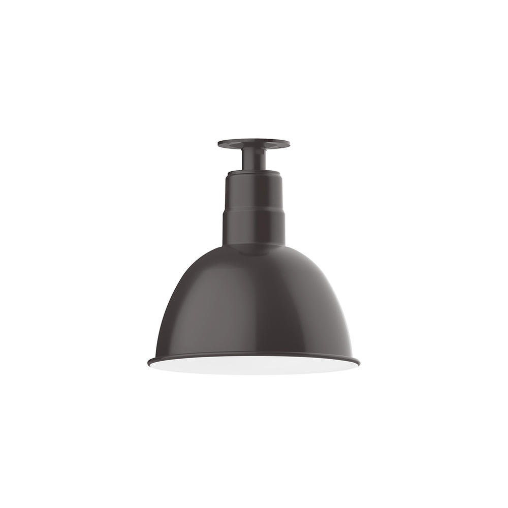 12" Deep Bowl shade, LED Flush Mount ceiling light with wire grill, Bronze Matte