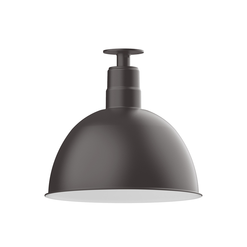16" Deep Bowl shade, LED Flush Mount ceiling light with wire grill, Bronze Matte